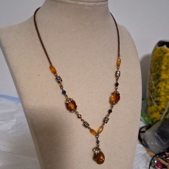 A Vintage Art Glass Women's Necklace Delicate Fairy Core Ethereal Romantic - Picture 2 of 13